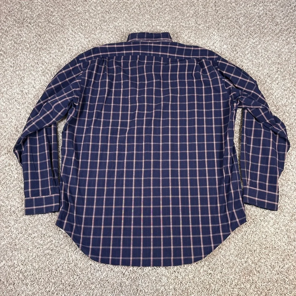 Polo Ralph Lauren Shirt Mens XL Navy Plaid Marlowe 100% Cotton Button Up Classic